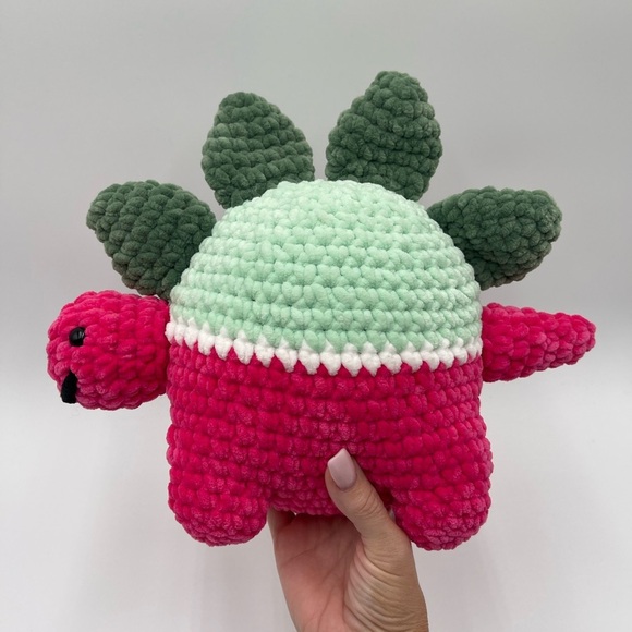 Melonosaurus Amigurumi Handmade Plush Dinosaur Colorful Soft - Picture 2 of 11